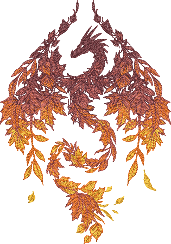 Tee shirt brodé - Dragon de l'automne