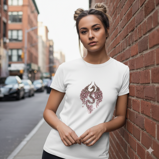 Tee- shirt brodé dragon du printemps