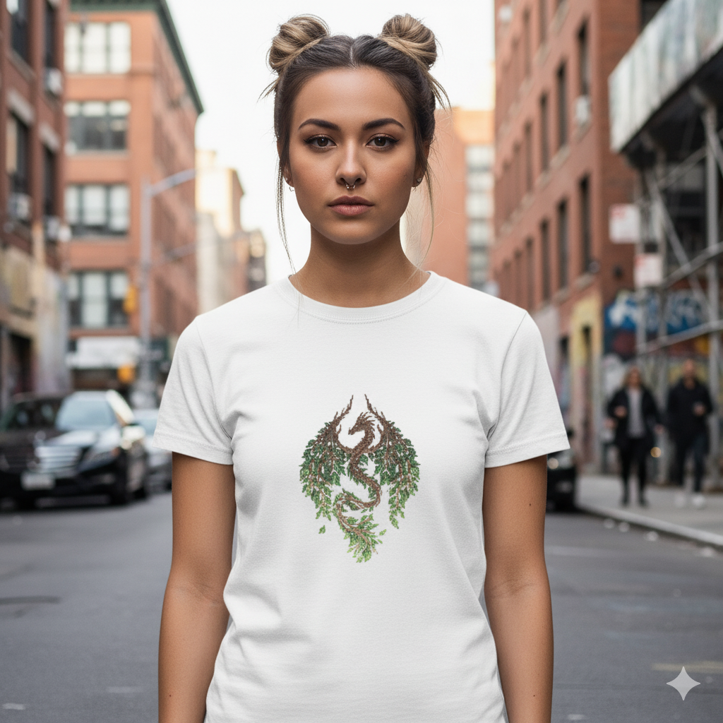 Tee- shirt brodé dragon de l'été