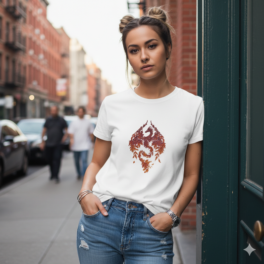 Tee shirt brodé - Dragon de l'automne