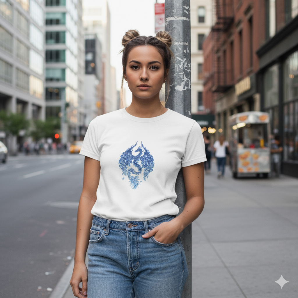 Tee- shirt brodé Dragon de l'hiver