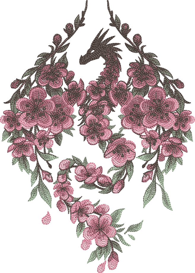 Tee- shirt brodé dragon du printemps